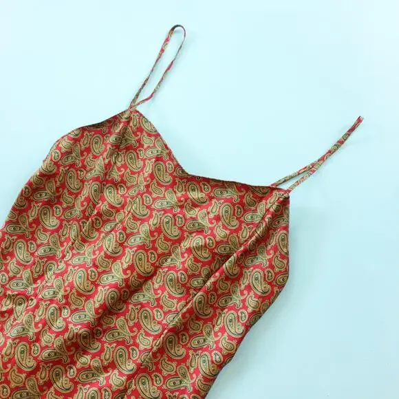 Victoria's Secret Red Baroque Print Satin Mini Slip Dress Nightgown Size XSmall - Picture 2 of 6